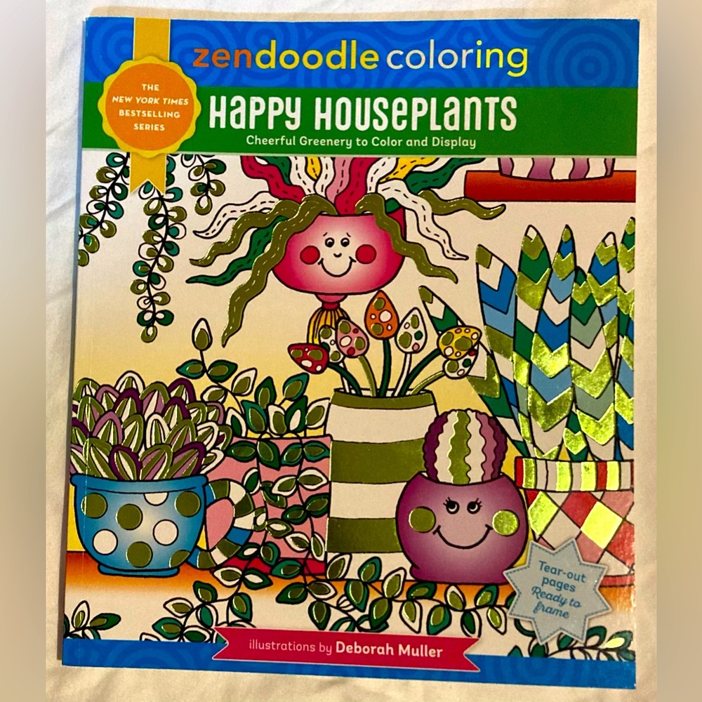 Zen Doodle Happy Houseplants colouring book